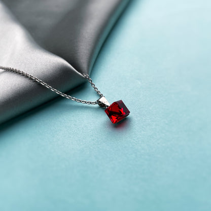 Red Cube Zircon Necklace