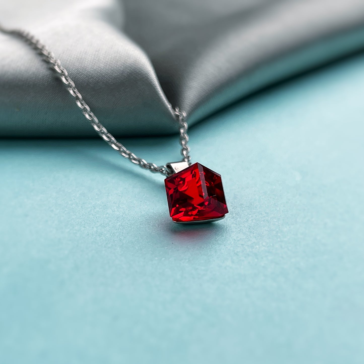 Red Cube Zircon Necklace