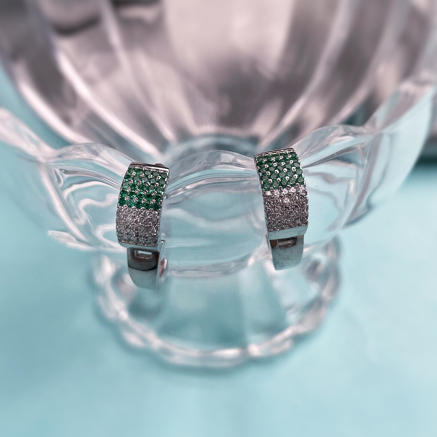 Green Zircon Hoop Earring