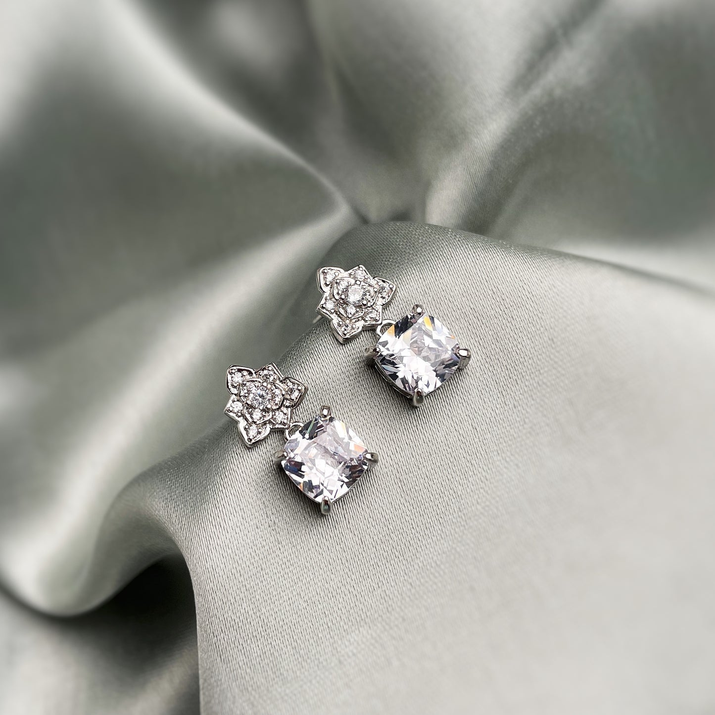 Square Zircon Drop Earring