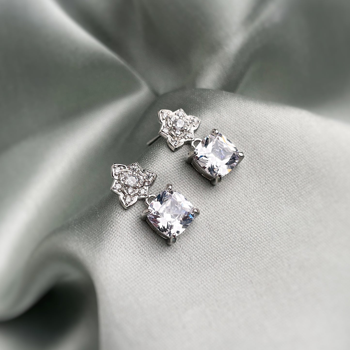 Square Zircon Drop Earring