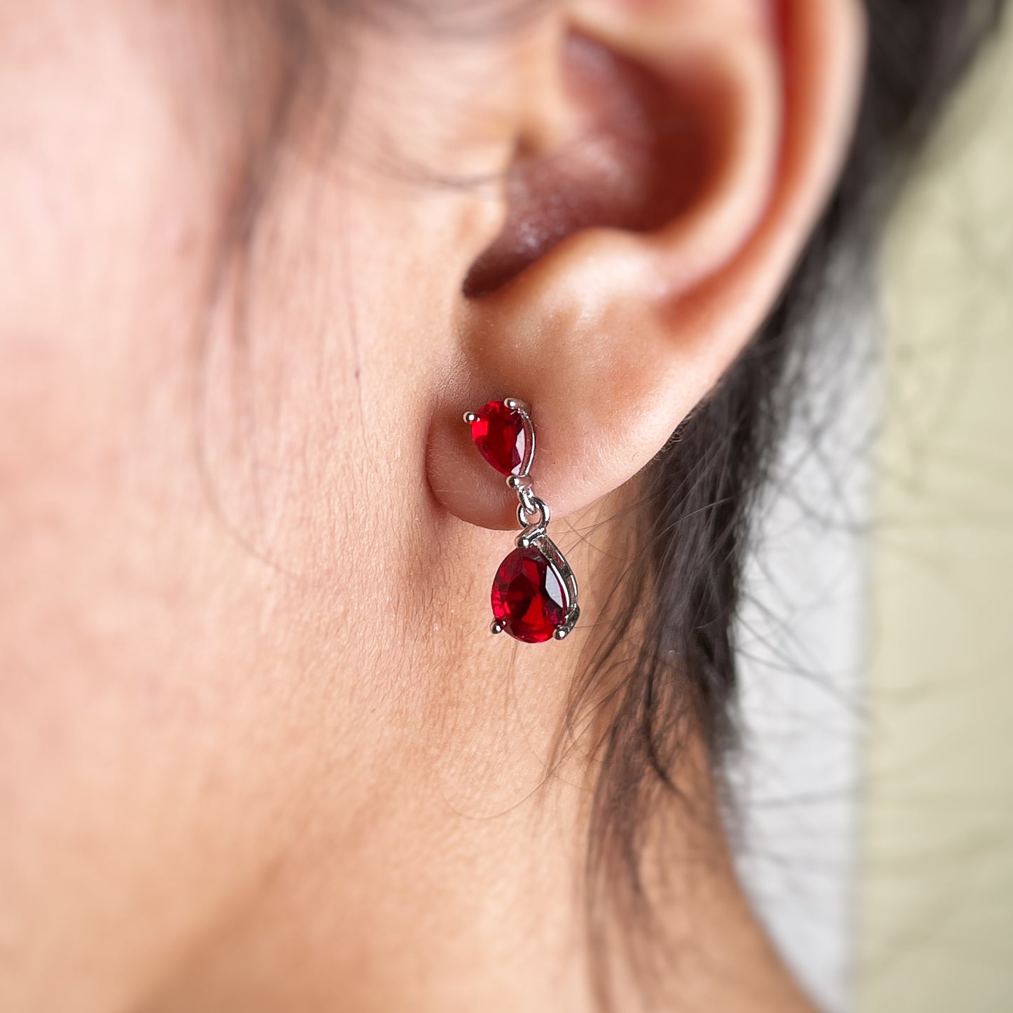 Red Love Zircon Drop Earring