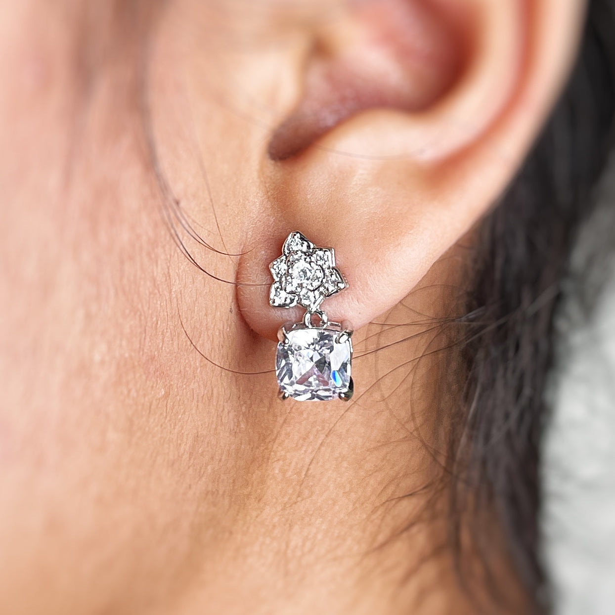 Square Zircon Drop Earring