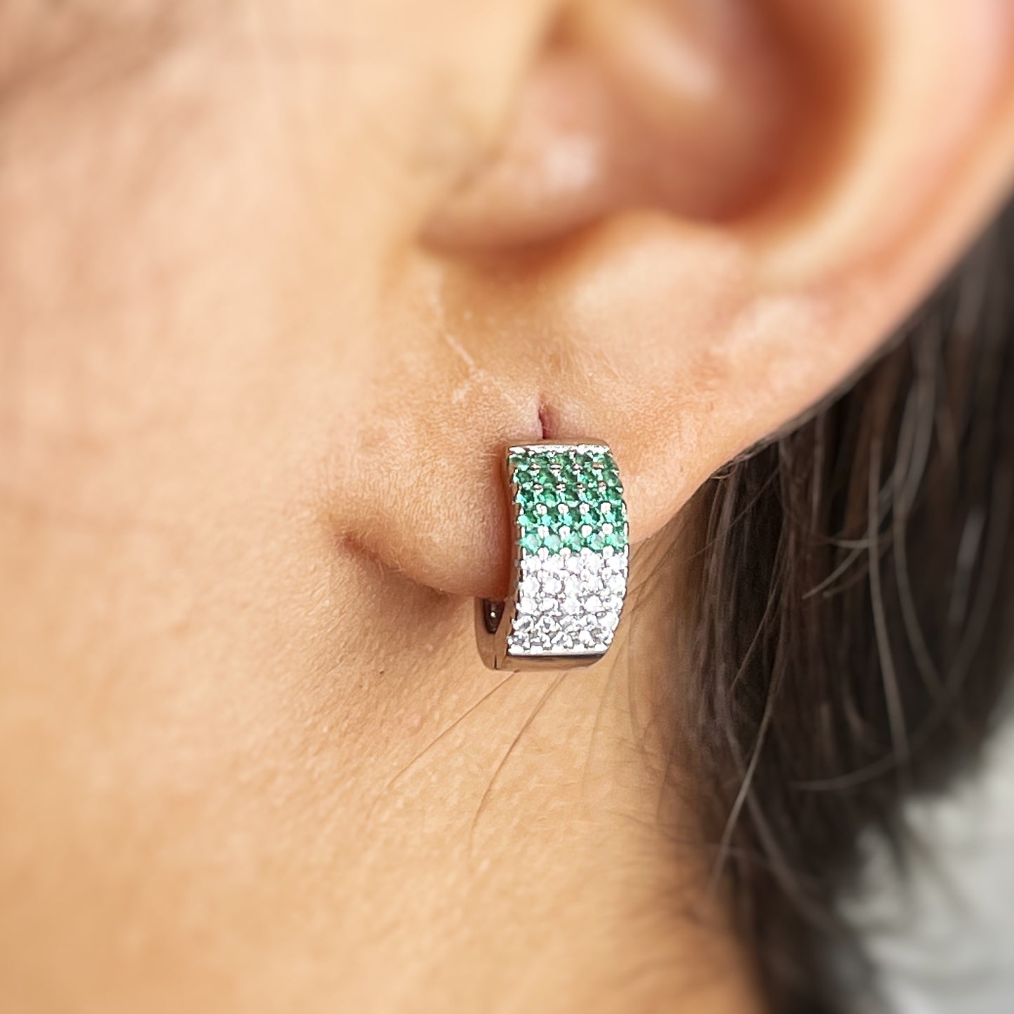 Green Zircon Hoop Earring