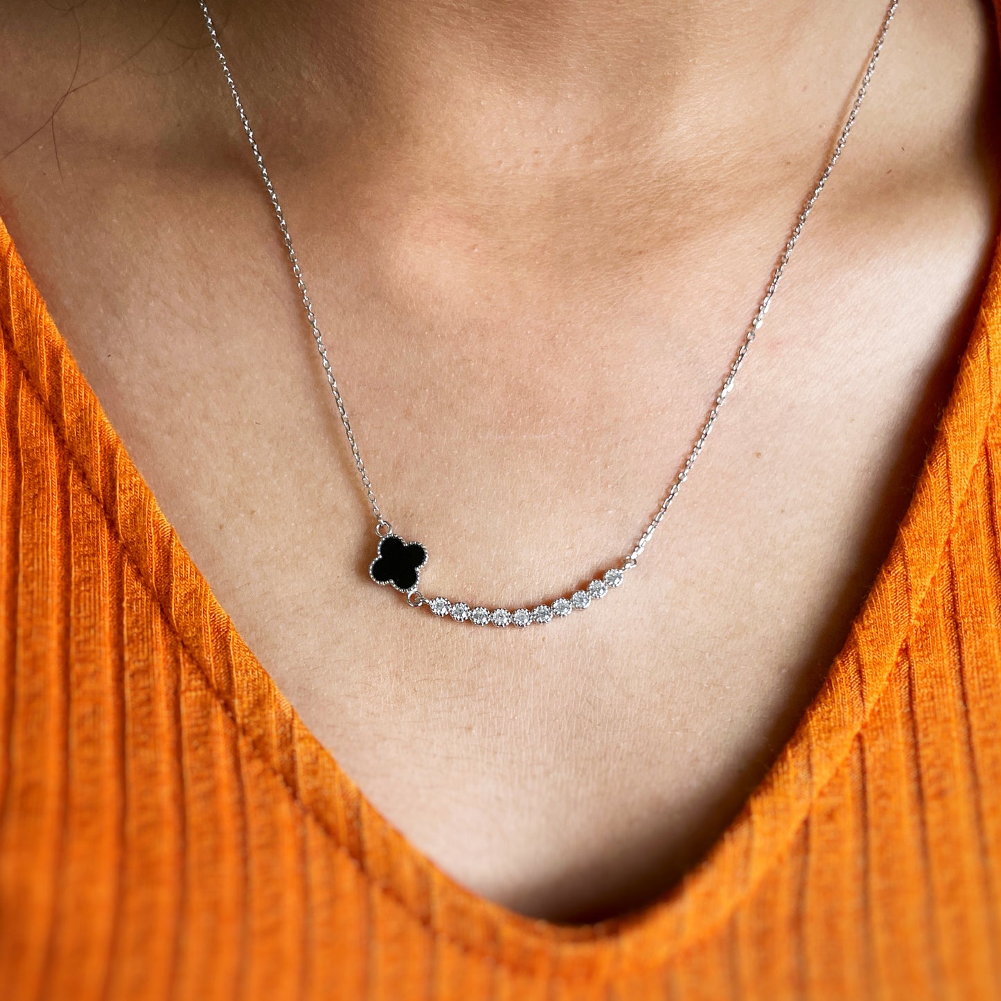 Minimal Black Zircon Necklace