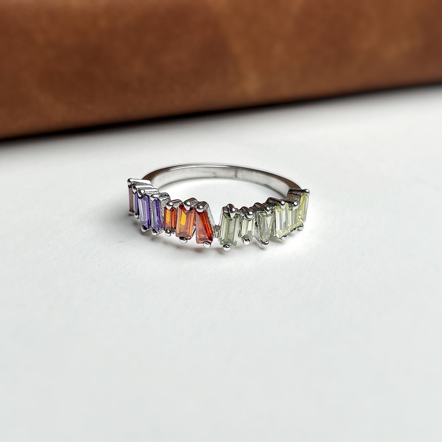 Vibrant Spectrum Silver Ring