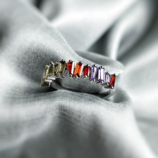 Vibrant Spectrum Silver Ring