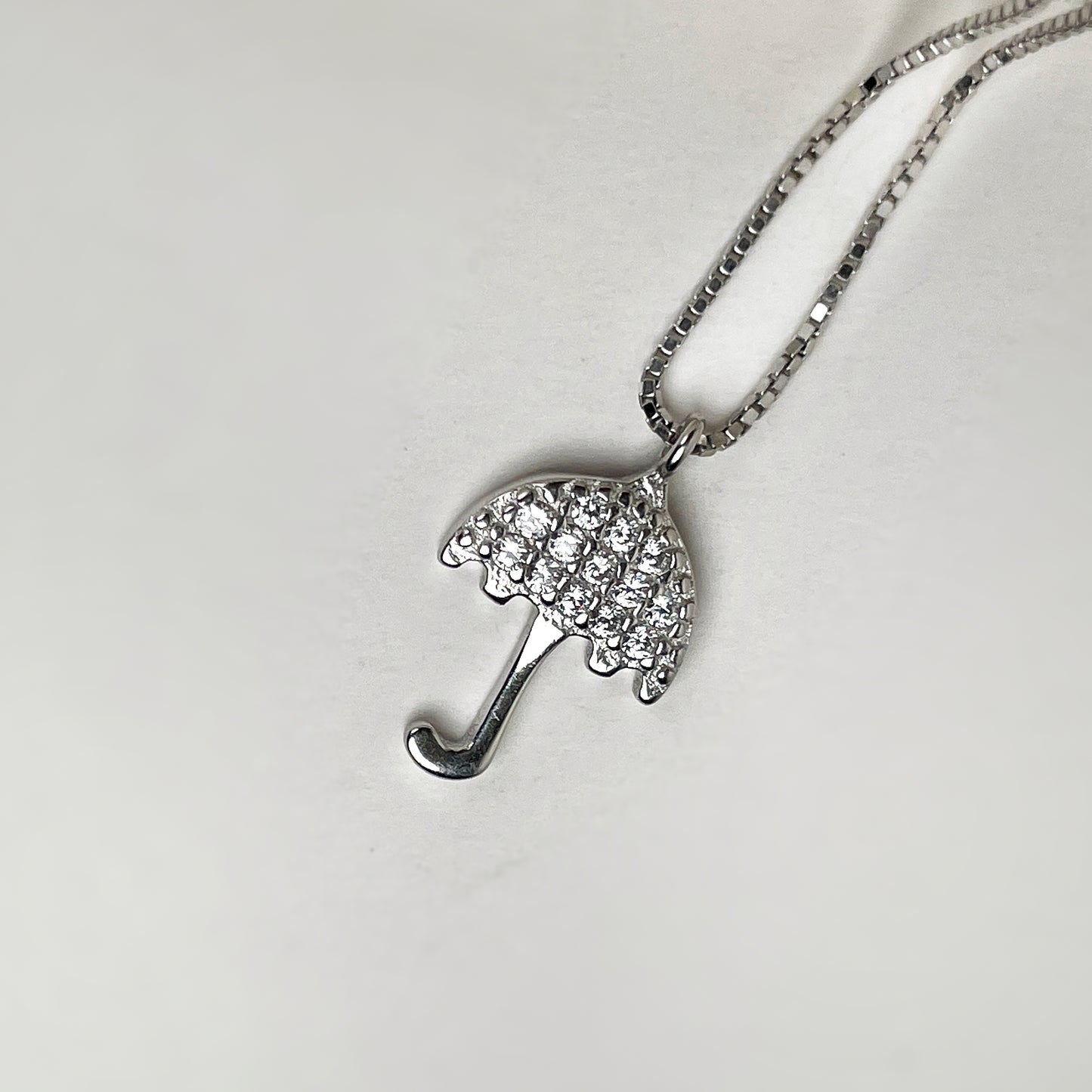 Dainty Silver Umbrella Necklace