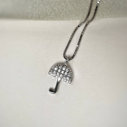 Dainty Silver Umbrella Necklace