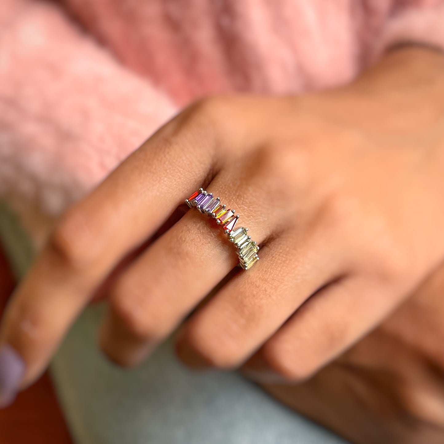 Vibrant Spectrum Silver Ring