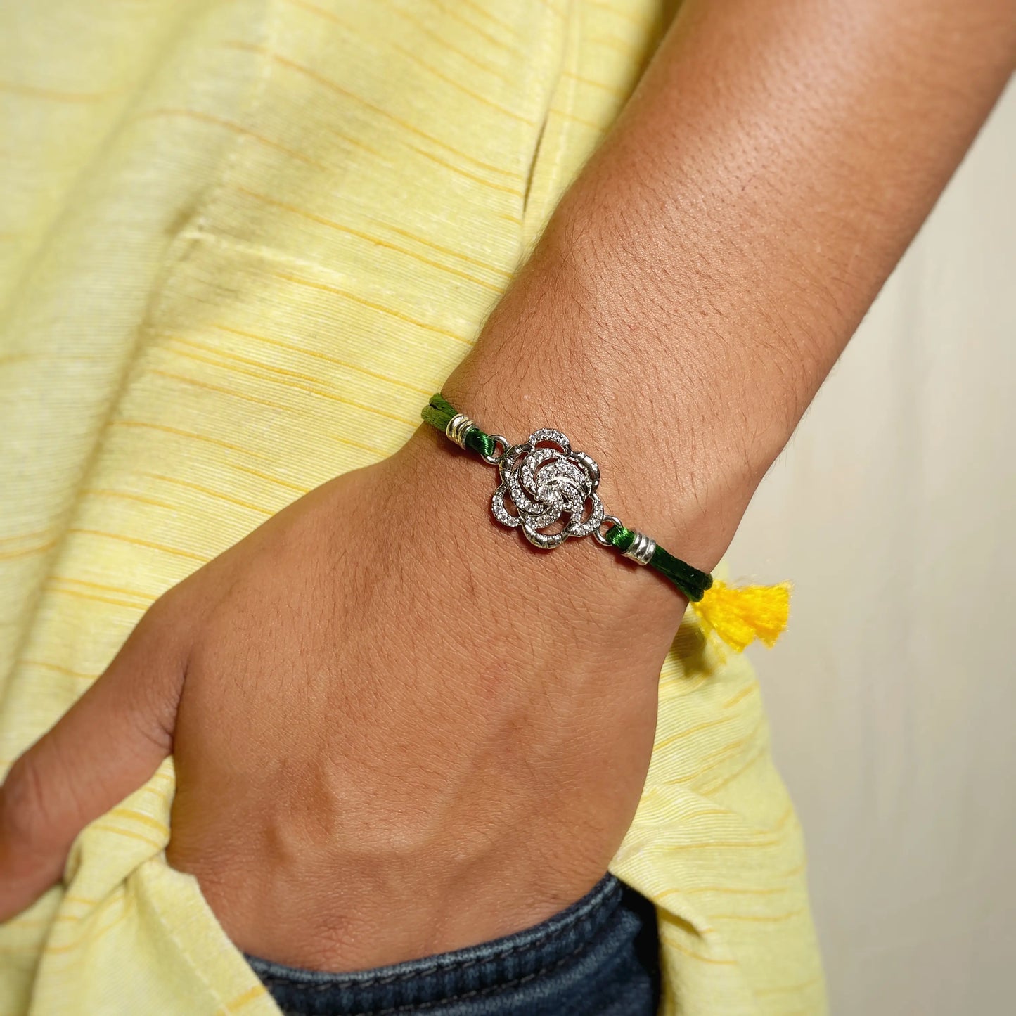 Silver Flower Rakhi