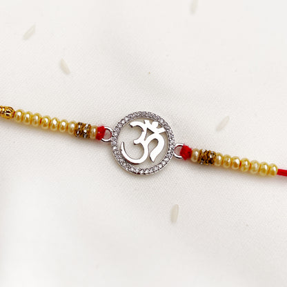 Silver Om Sphere Rakhi