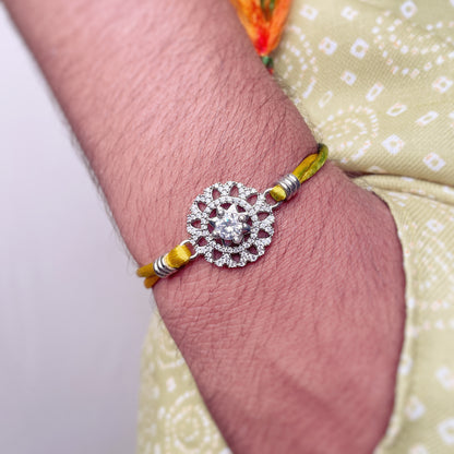 Silver Zircon's Flowery Rakhi