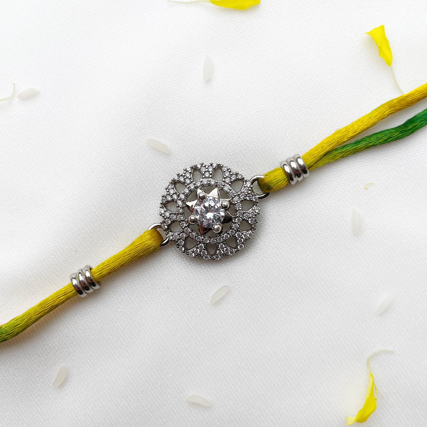 Silver Zircon's Flowery Rakhi