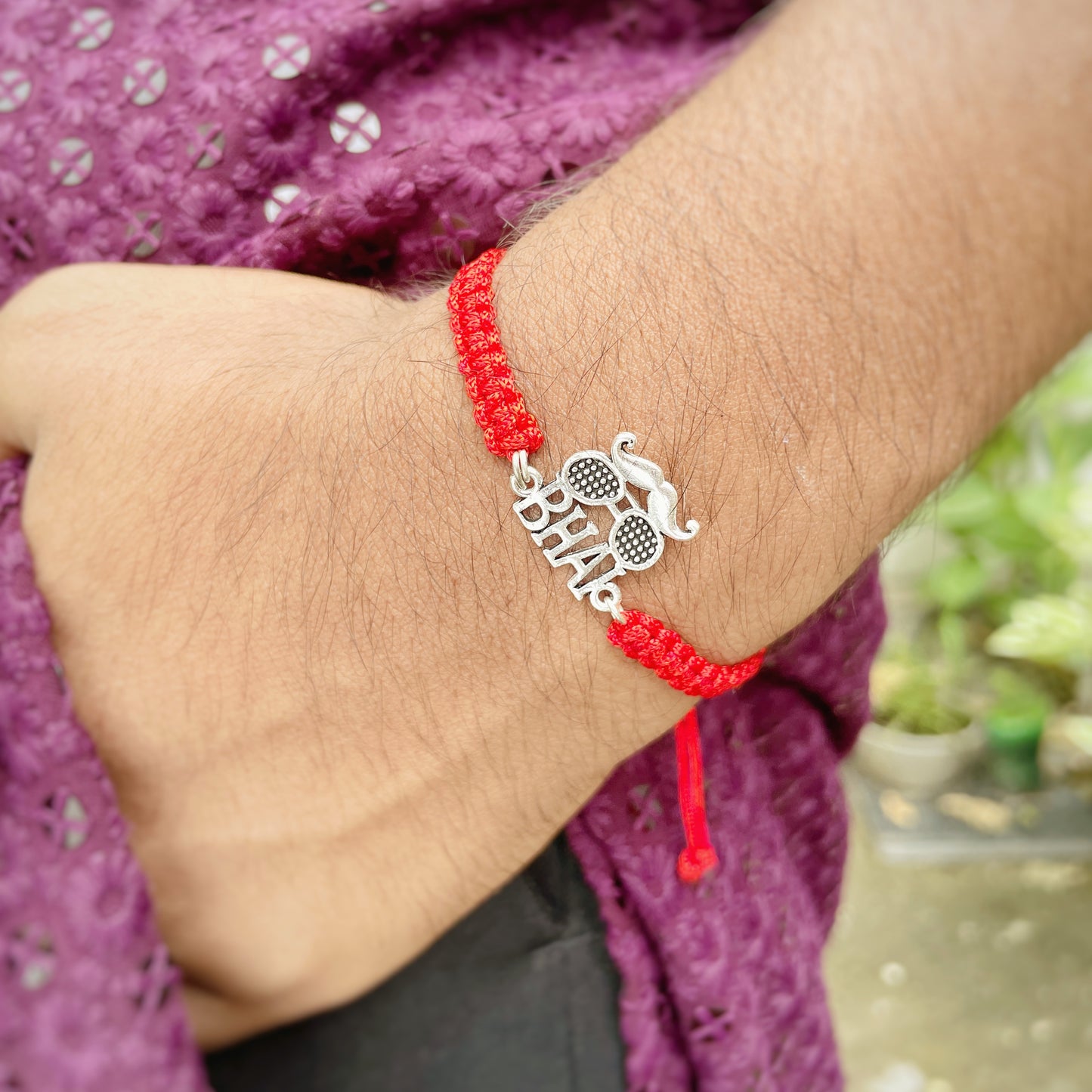 Silver Bhai with Sunglass Rakhi