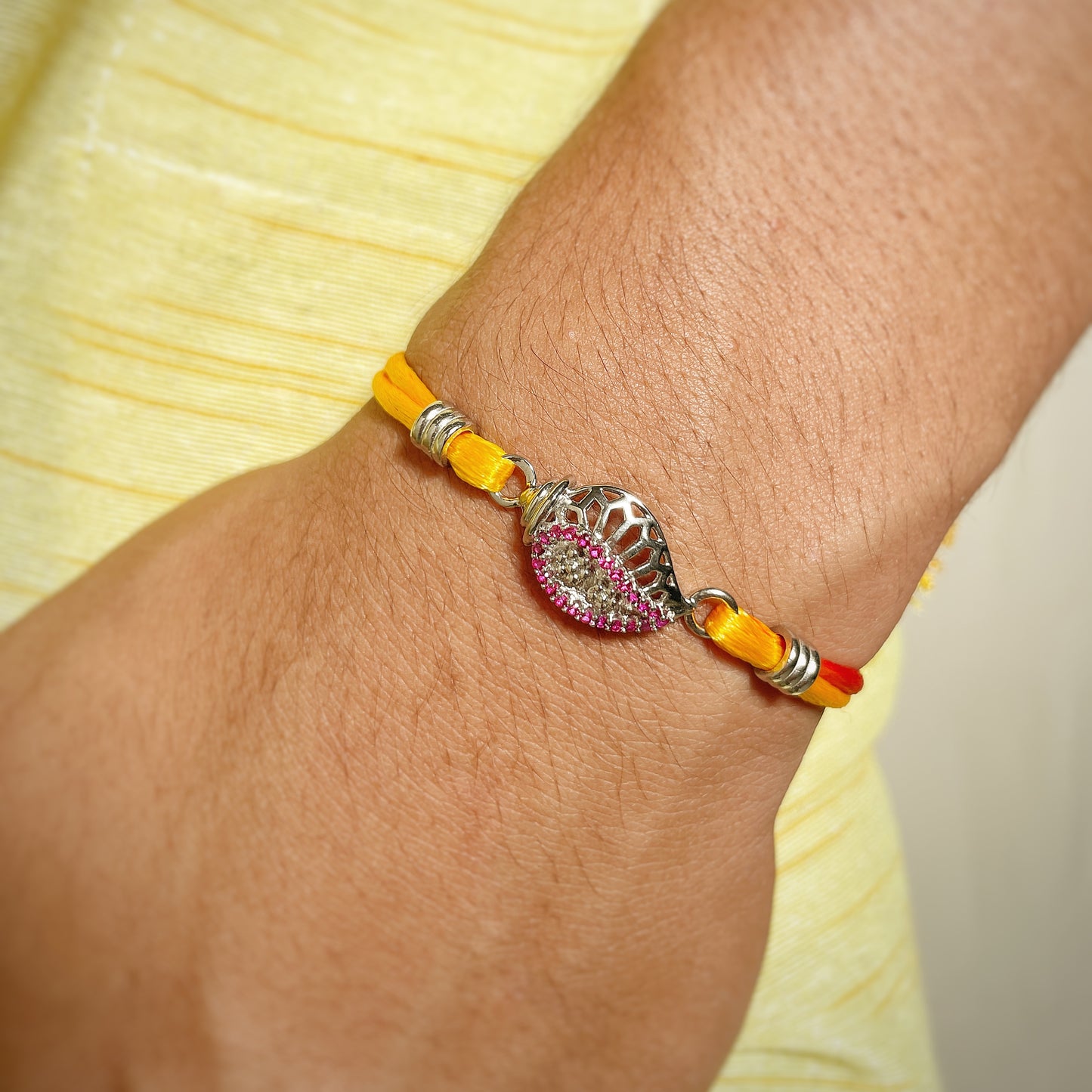 Silver Shank shape Rakhi