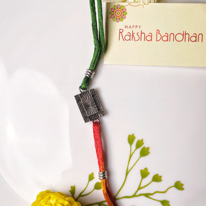 Oxidized Rectangular shape Rakhi