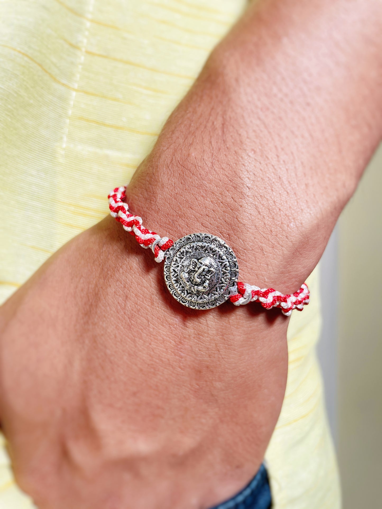 Oxidized silver Ganesh Rakhi