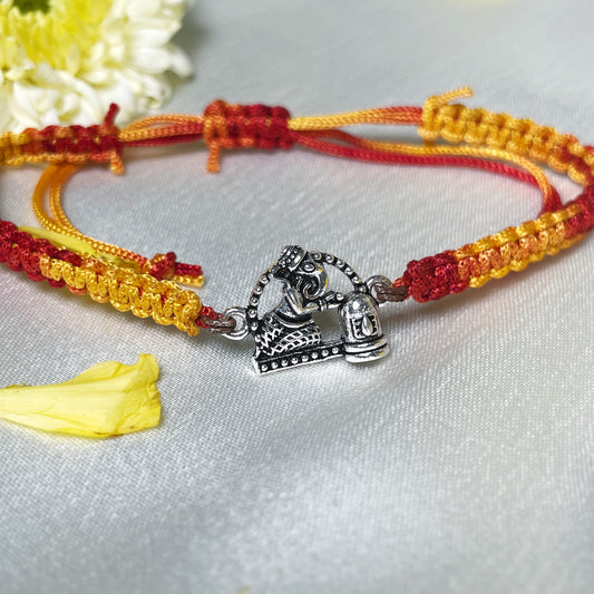 Oxidized Silver Ganesha Rakhi