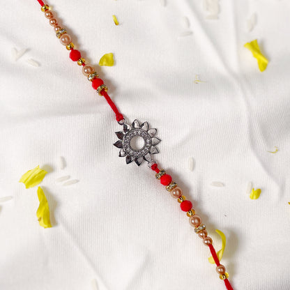 Silver Sun Flower Rakhi