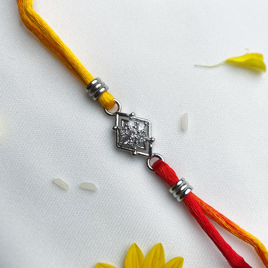 Silver Conical shape Zircon Rakhi