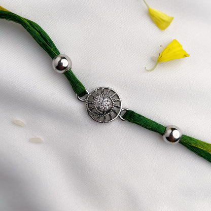 Silver Floral Circle Rakhi