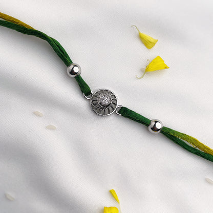 Silver Floral Circle Rakhi