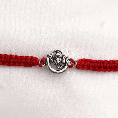 Oxidized Silver Ganesa Rakhi