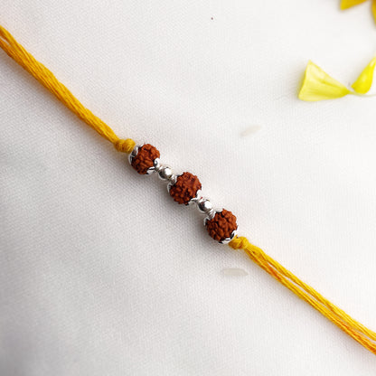 Silver 3 Rudraksha Rakhi