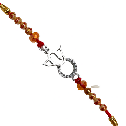 Silver Lord Ganesha Shape Zircon Rakhi