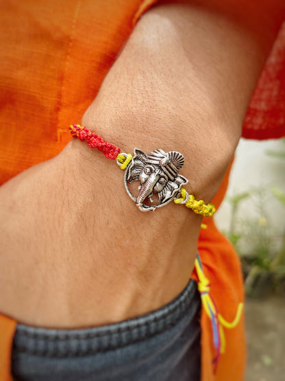 Oxidized Lord Ganesha Face Rakhi