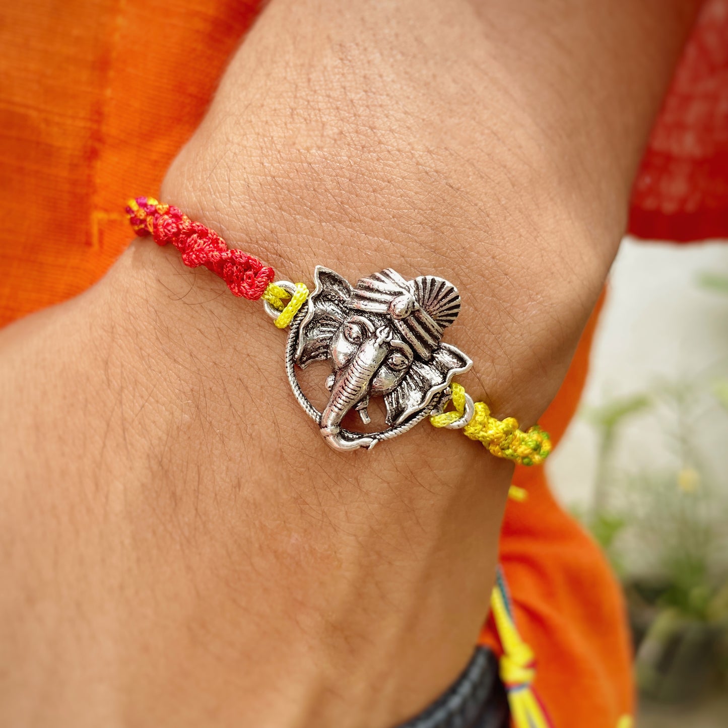 Oxidized Lord Ganesha Face Rakhi