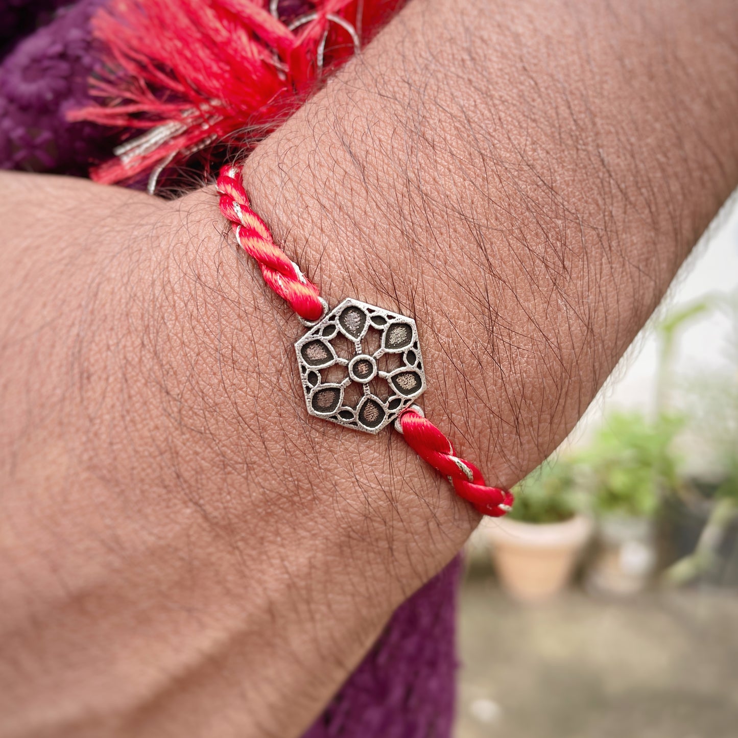 Oxidized Hexagon Rakhi