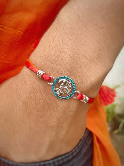 Silver Lord Shiva Blue Linga Rakhi