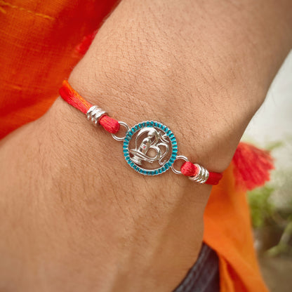 Silver Lord Shiva Blue Linga Rakhi