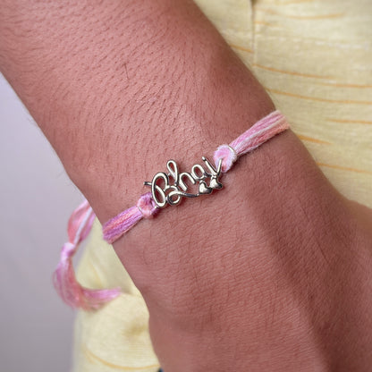 Silver Bhai pink Lace Rakhi