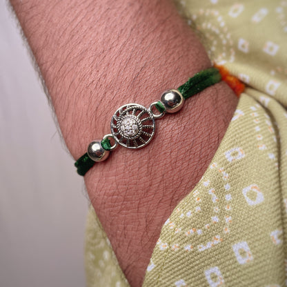 Silver Floral Circle Rakhi