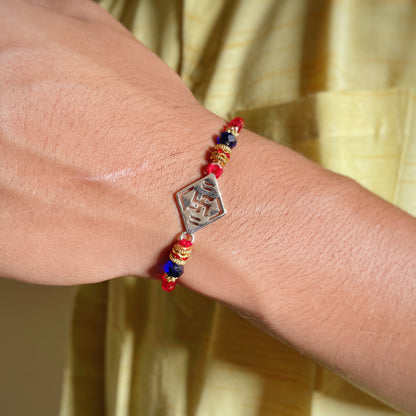 Silver Swastik Rakhi