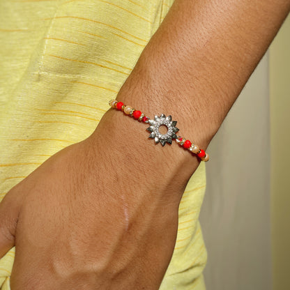 Silver Sun Flower Rakhi