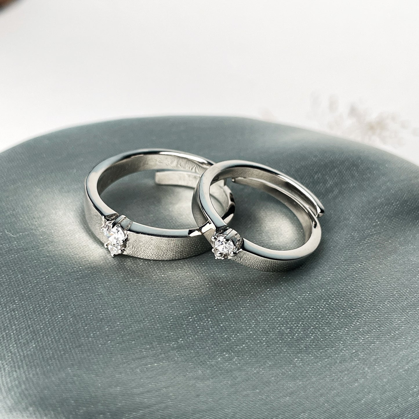 Serene Solitaire Couple Rings