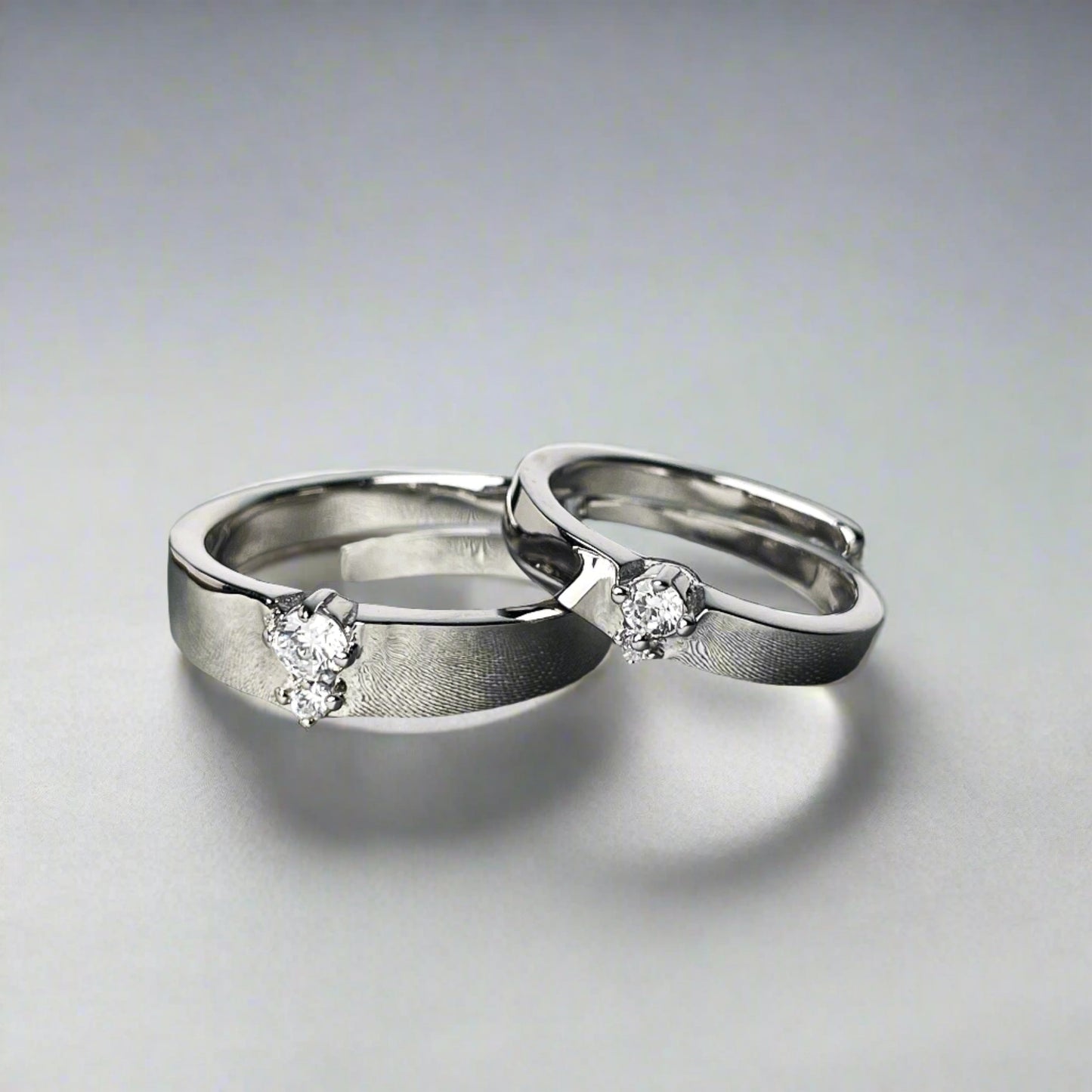 Serene Solitaire Couple Rings