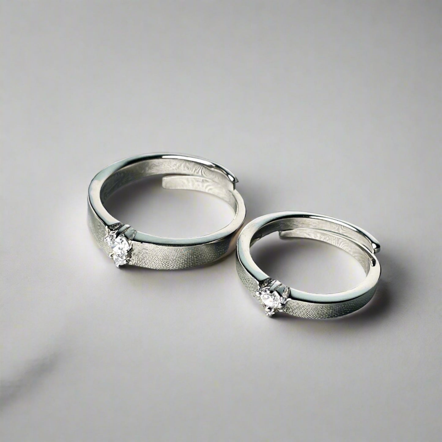 Serene Solitaire Couple Rings