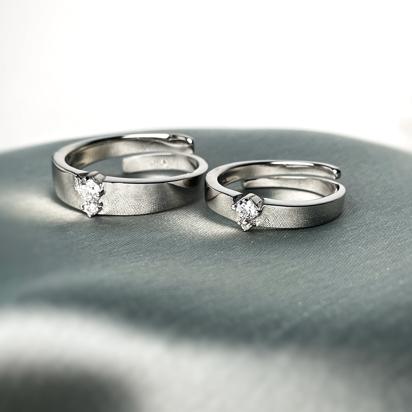 Serene Solitaire Couple Rings