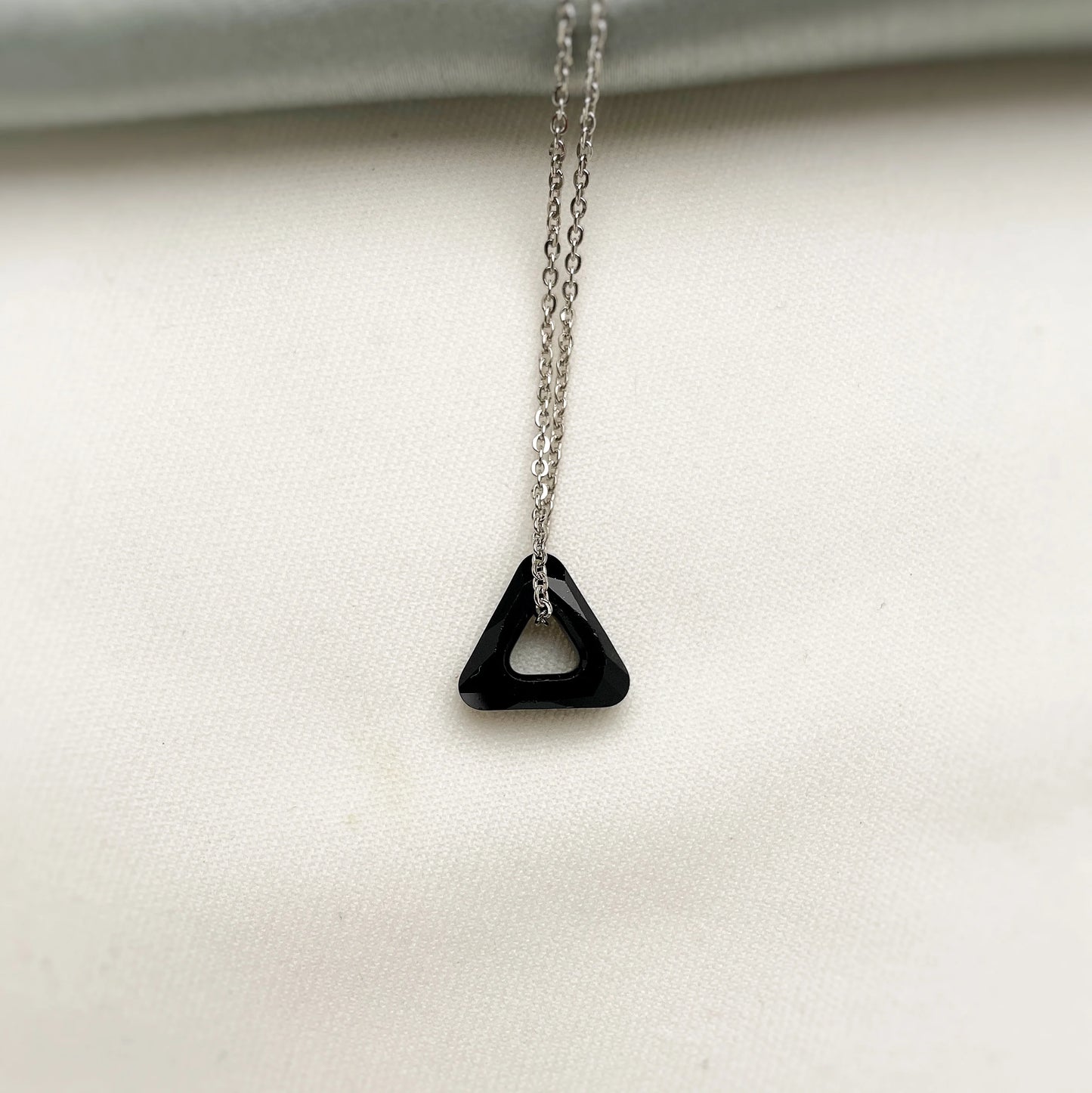 Silver Black Triangle Necklace