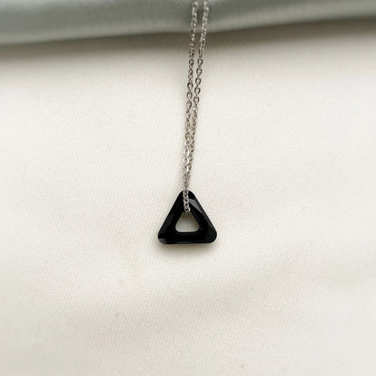 Silver Black Triangle Necklace