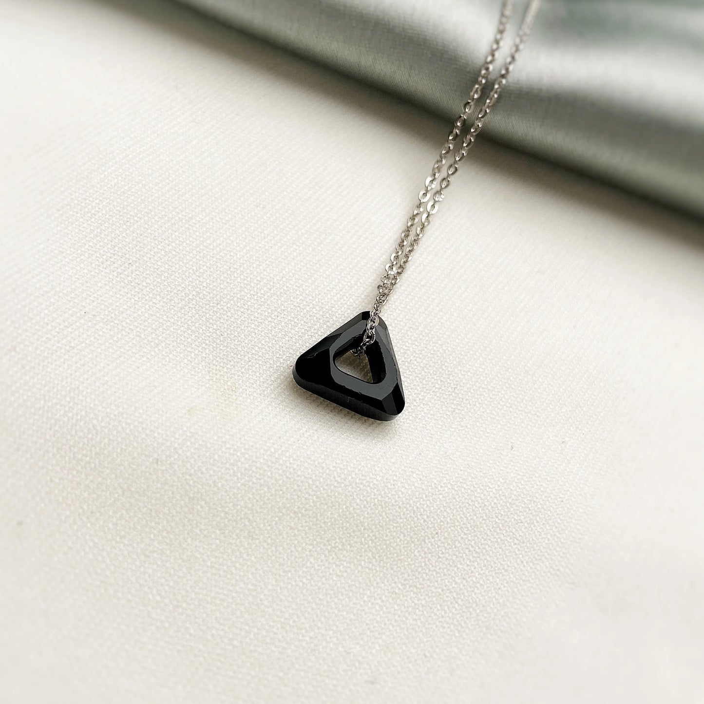 Silver Black Triangle Necklace