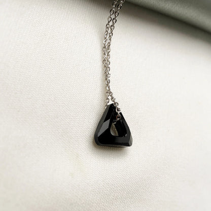 Silver Black Triangle Necklace