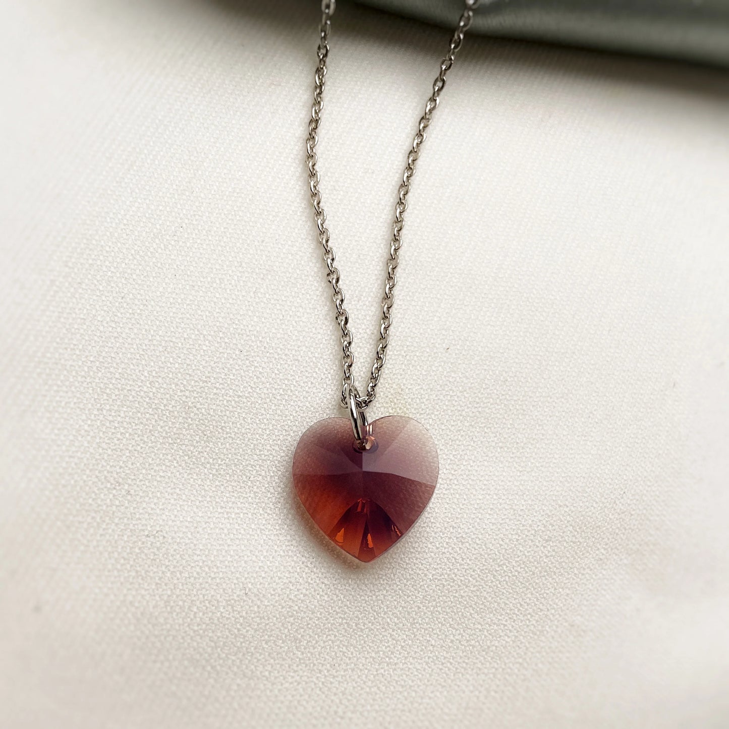 Silver Heart shape Zircon Necklace