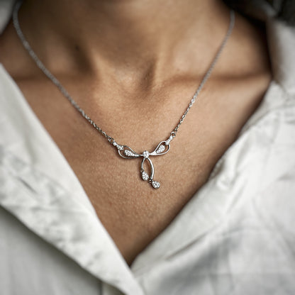 Silver Bow Knot Minimal Necklace