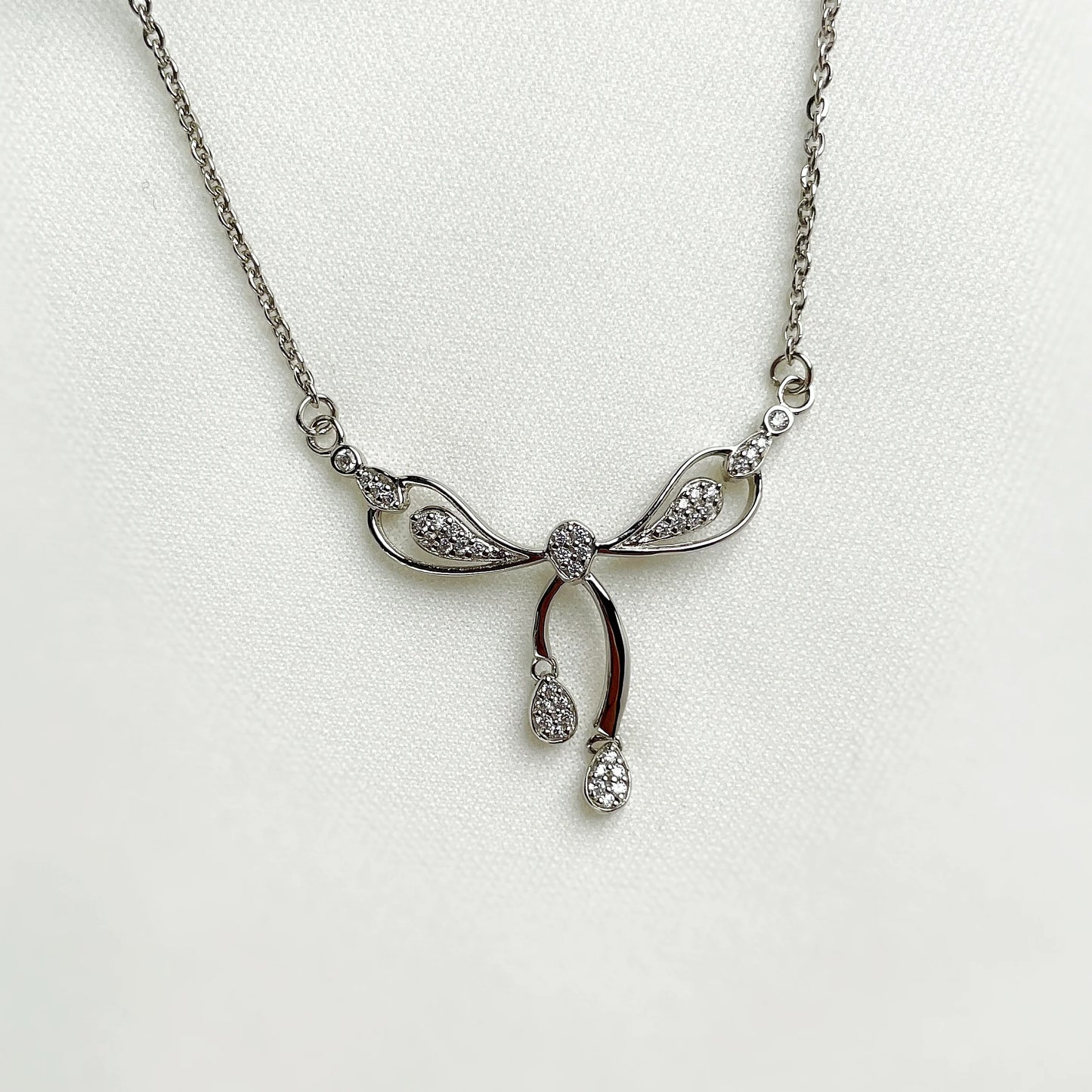 Silver Bow Knot Minimal Necklace